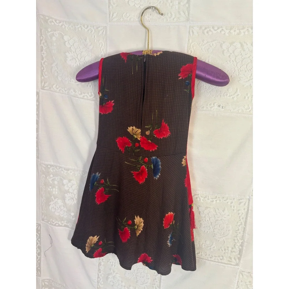 Little Girl's Vintage Red+Brown Folk‎ Dress